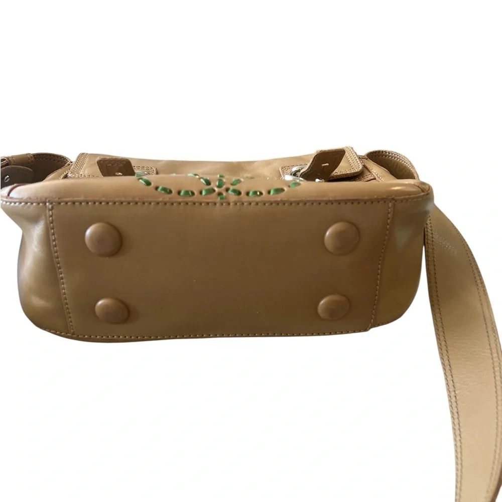 Orla Kiely Tan Leather Crossbody with Green Detailing - Picture 11 of 16